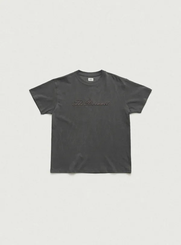 Benny Script Logo T-shirt_Charcoal