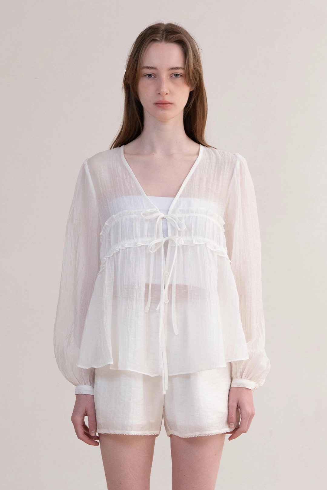 오브오브 [3차] Sarah Shirring Blouse_White 상품 이미지 2