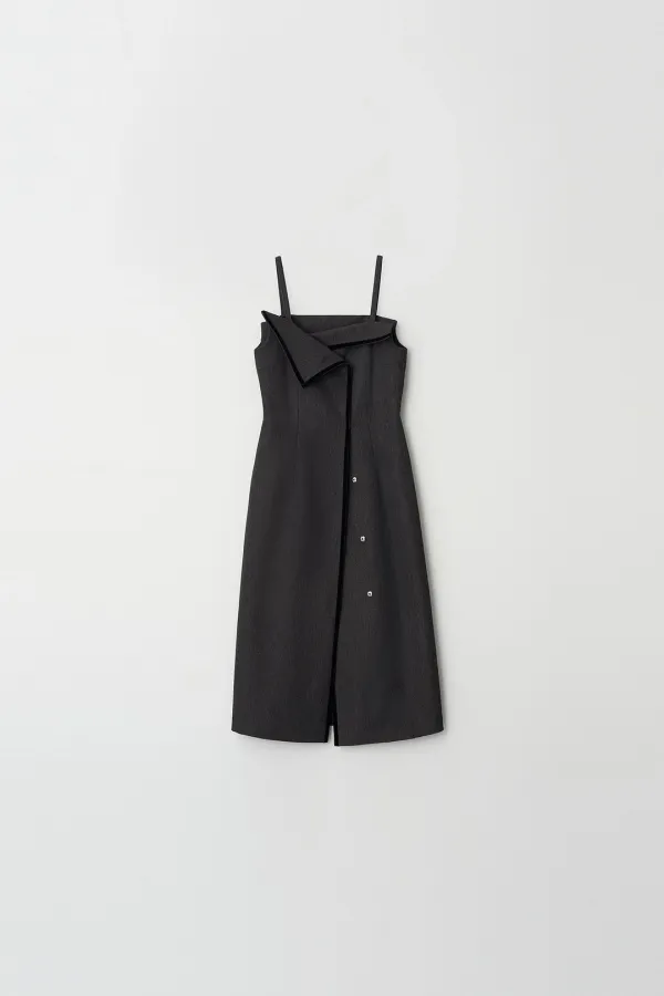 Velvet Contrast Dress (charcoal)