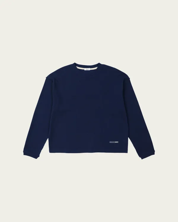Grid Waffle Tee - Navy