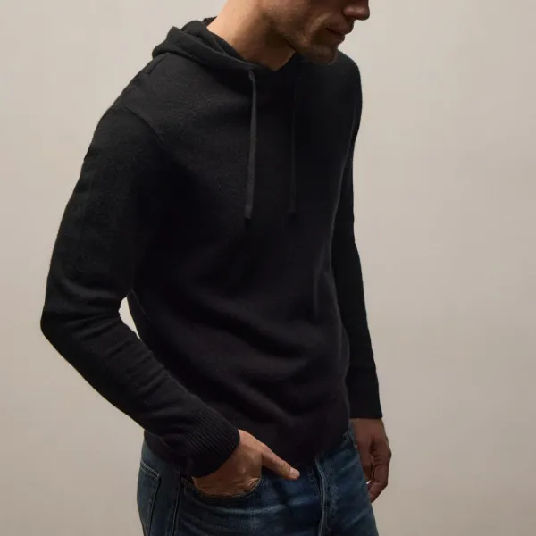Italian Spun Cashmere Hoodie - Black