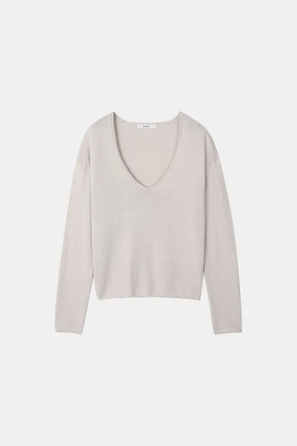 [2nd] Vent Deep V neck Knit in Pale Ivory