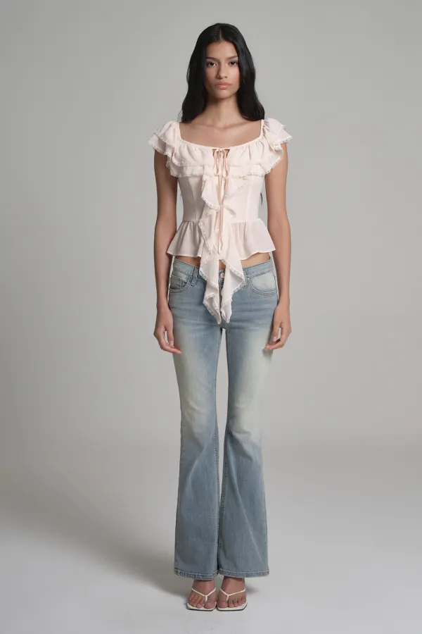 Cherry sorbet ruffle top, Baby Pink