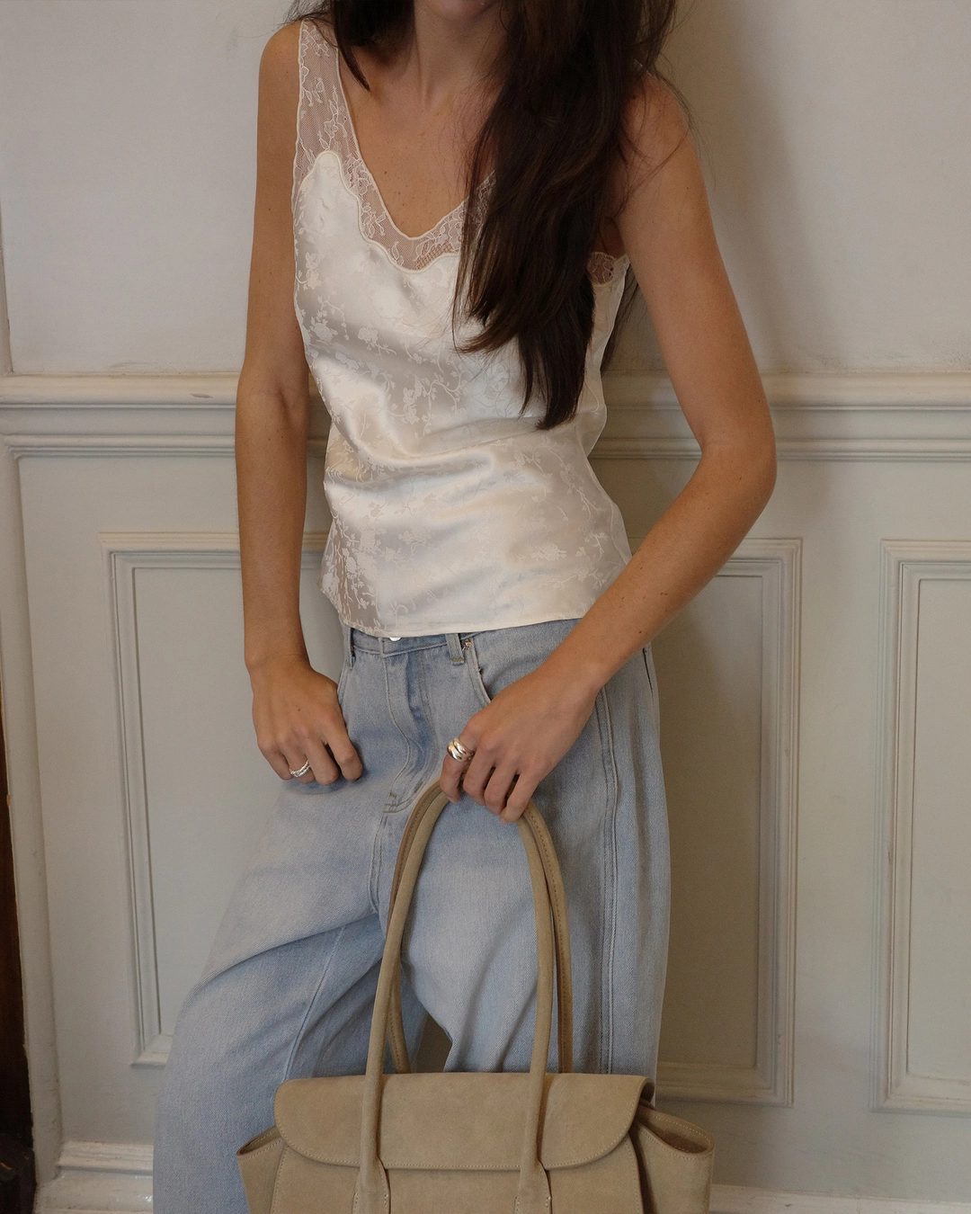 누아르나인 [10/23 순차배송] Flower Jacquard Sleeveless [CREAM] 상품 이미지 2