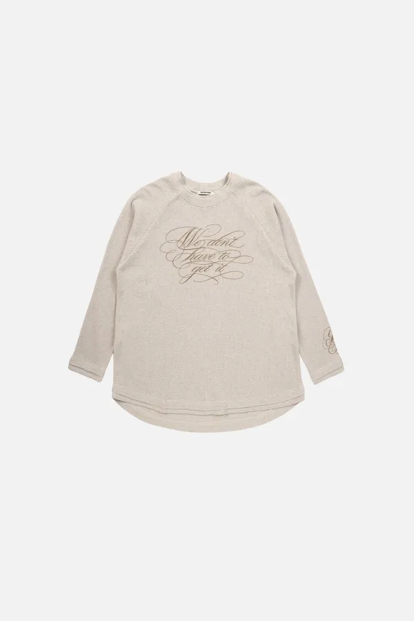 WAFFLE GRAPHIC OVERSIZED T SHIRT - OATMEAL