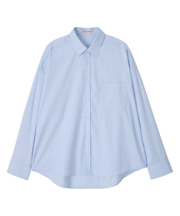 Oversized Milo Stripe Shirt-Blue