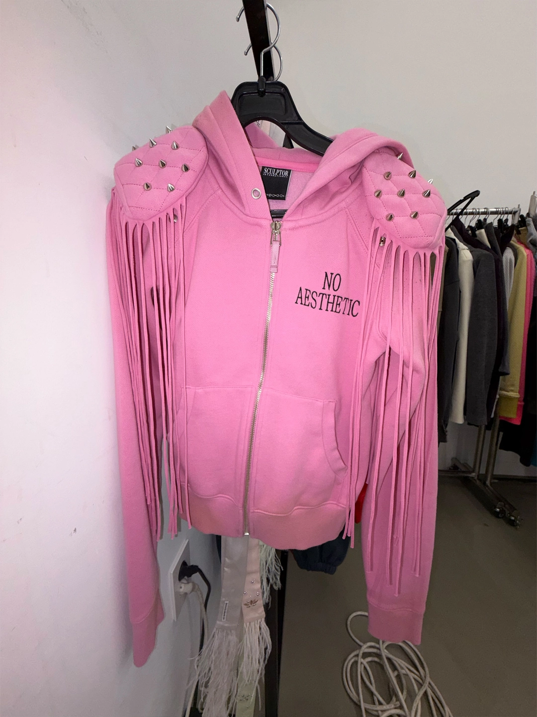 스컬프터 Padded Shoulder Zip-Up Hoodie Pink 상품 이미지 2