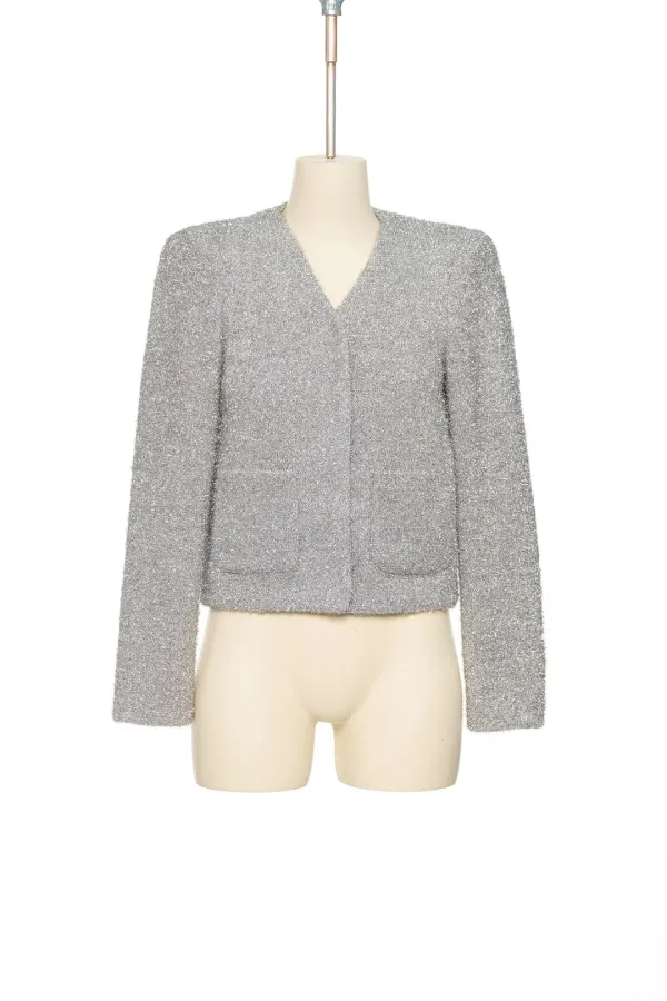 FW25 SILVER CURVY SHOULDER KNIT JACKET