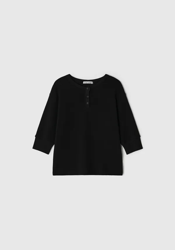 [3차 리오더] Henley neck waffle tee (Black)