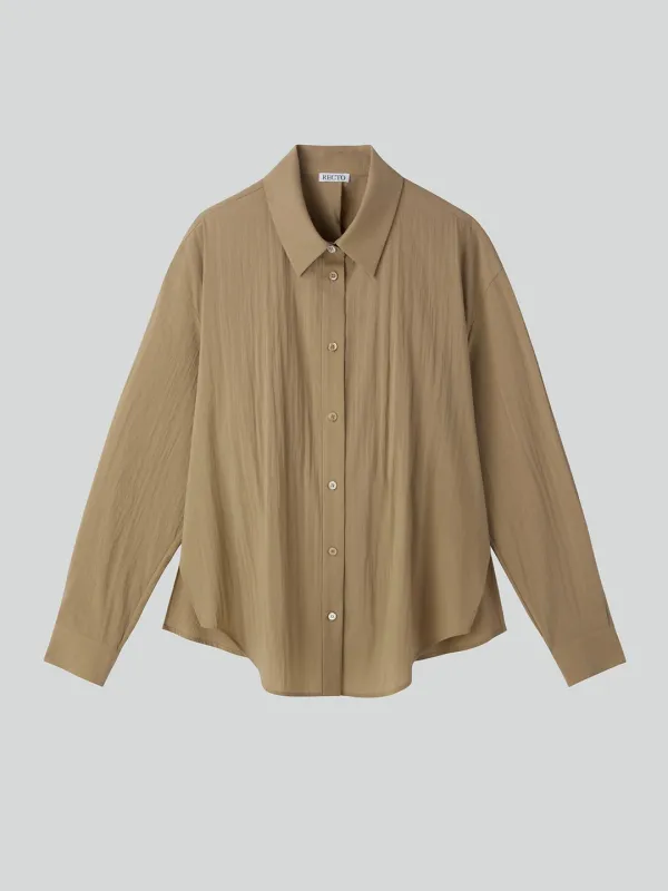 OPEN BACK DRAPED SHIRT (KHAKI BEIGE)