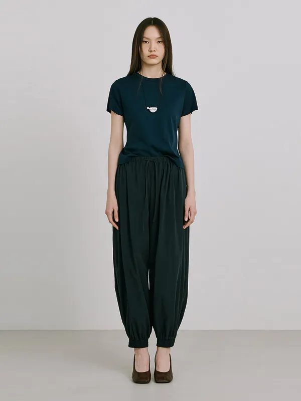 Shirred Moon Jar Pants_Navy