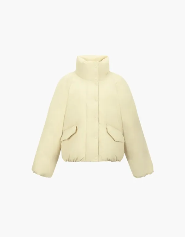 stand collar duck down padded jumper - butter