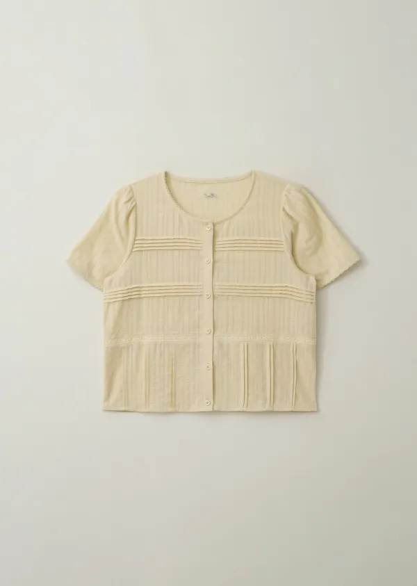 SANDY PINTUCK BLOUSE (butter beige)