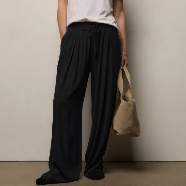 Soft Matte Pleated Pant - Black