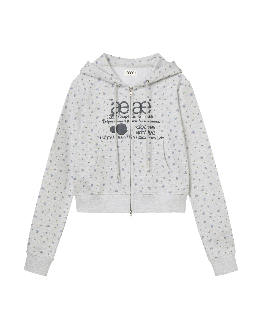 에이이에이이 WEB LOGO FLOWER CROP HOOD ZIP UP [BLUE] 상품 이미지 1