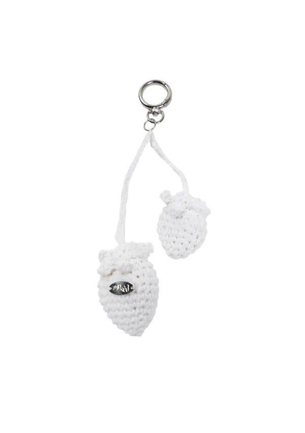 Mused Handmade Strawberry Keyring - White