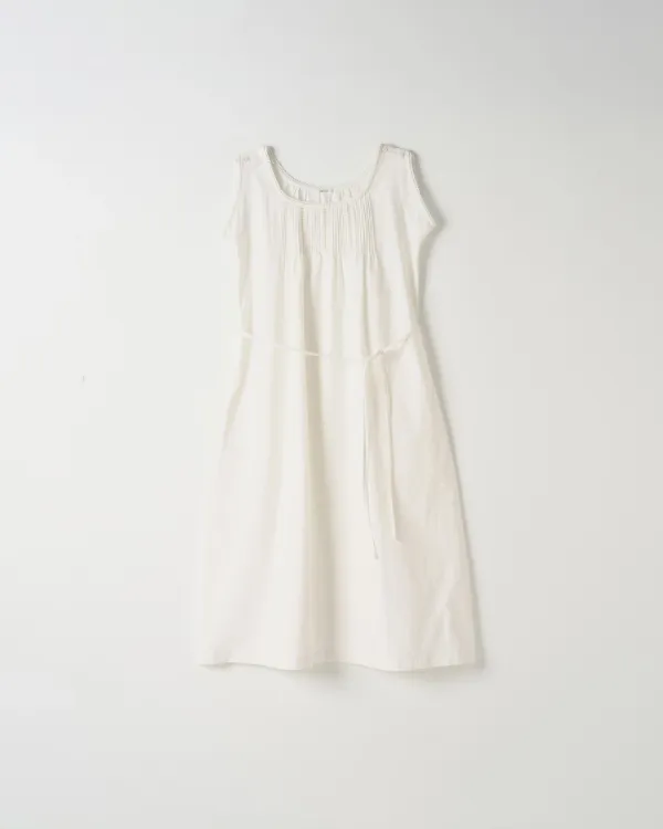 Lace Pintuck Volume Dress [WHITE]