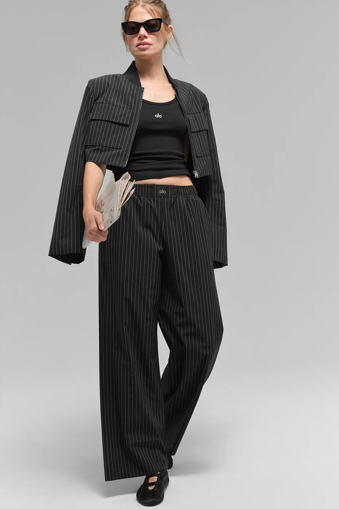 알로요가 Pinstripe Daylight Boxer Pant (Regular) - Black/Titanium 상품 이미지 1