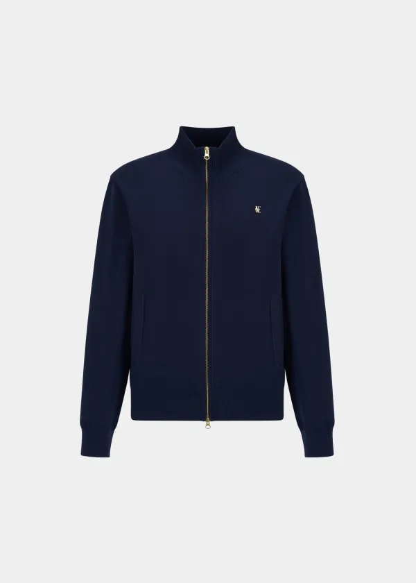 KNIT ZIP-UP CARDIGAN - DARK NAVY