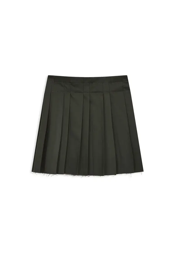 PLEATED WRAP SKIRT, KHAKI