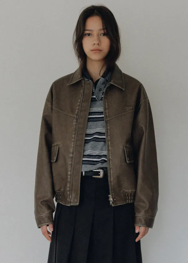 Norman vintage leather blouson (brown)