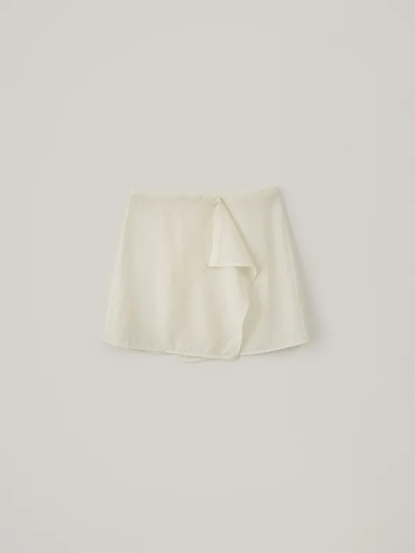 Sheer Button Layered Skirt - Cream
