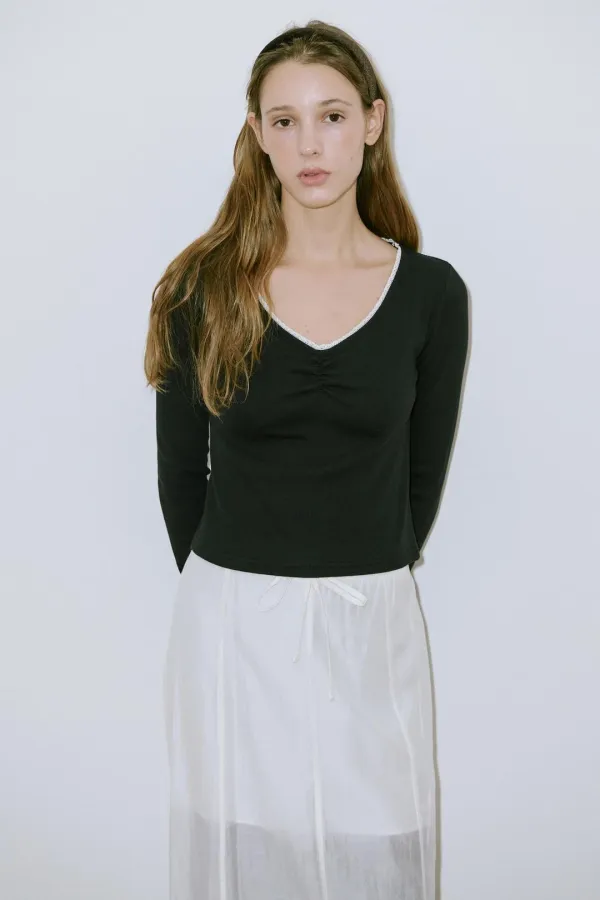 Neck Lace T-Shirt (Melange Black)