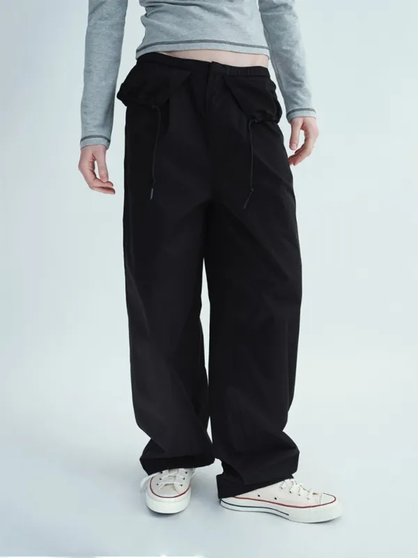 Overlay Wide Chino Pants [Black]