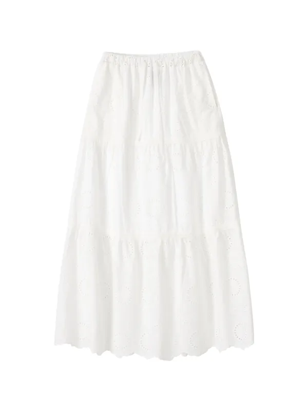 Marine Grace Long Skirt_ White
