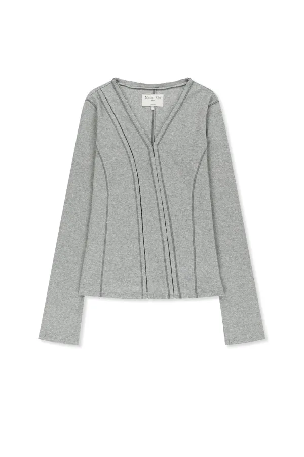 MULTI STYLING HOOK DETAIL SLIM TOP IN GREY