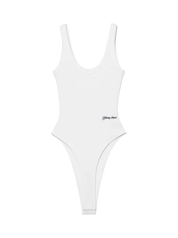 G SCOOP NECK WAFFLE BODYSUIT (WHITE)