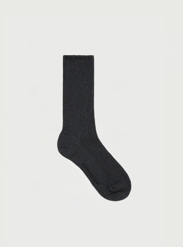 RIBBED COTTON SOCKS - CHARCOAL