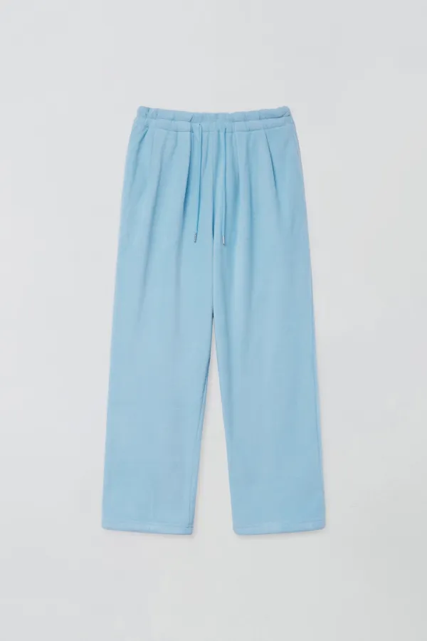 PLEATS TUCK WIDE FLEECE PANTS_SKY