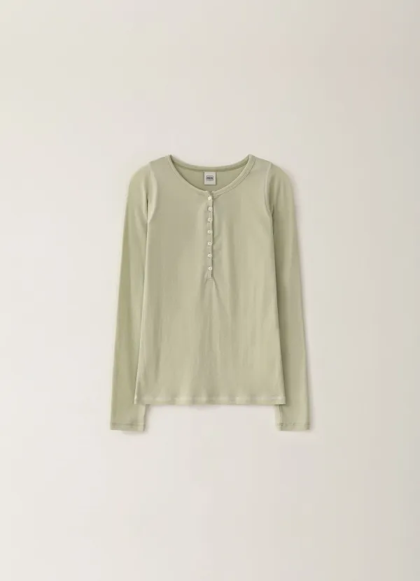 [Limited] Stitch Button Color T-Shirt - Melon