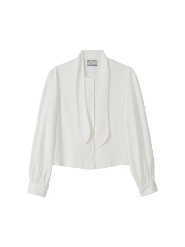 Silky Tie Blouse_ White