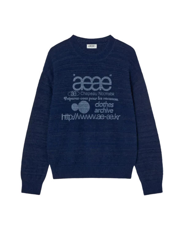 WEB LOGO KNIT PULLOVER [BLUE]