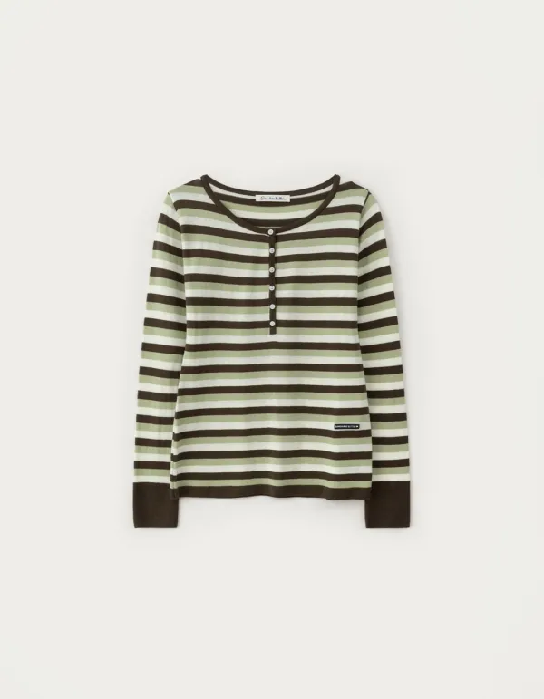 Stripe Molty Wappen Henly Knit - Melon