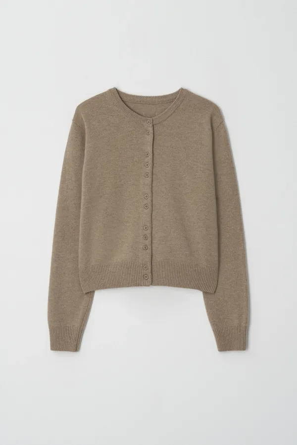 fine wool cardigan - sand
