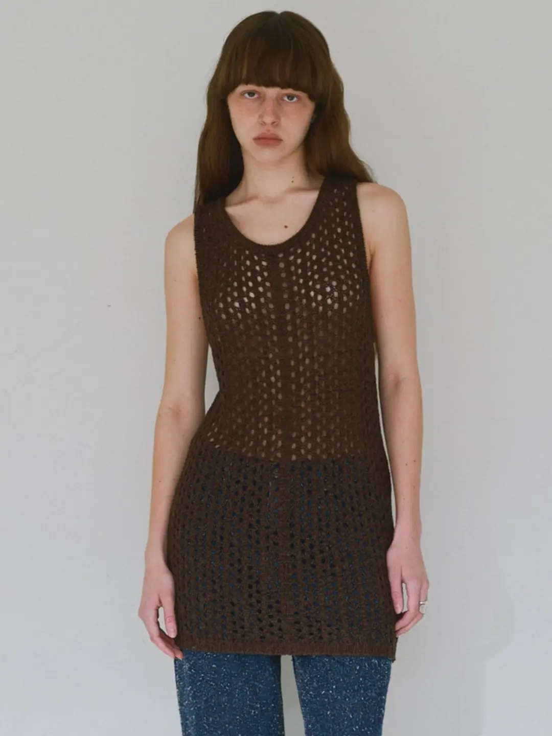 밀로 우먼 Crochet Knit Sleeveless [Dark Brown] 상품 이미지 2