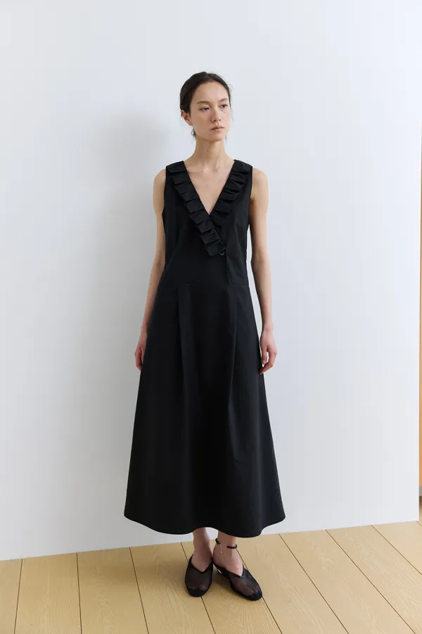 [6/2 예약배송]pavane pleats collar dress_black