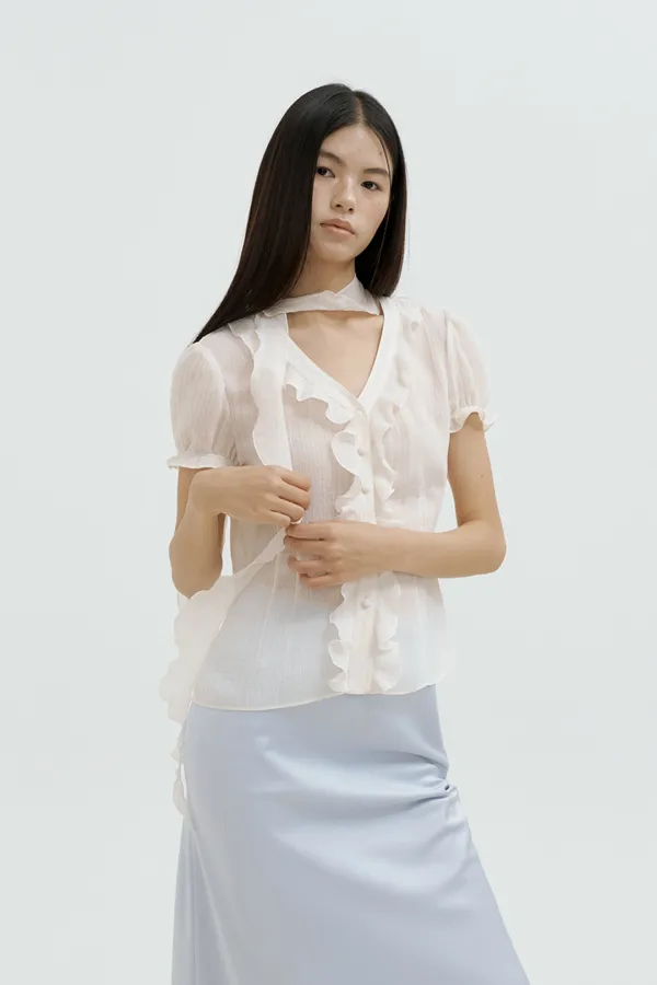[5/29 예약 배송] Frill Scarf Blouse (cream)