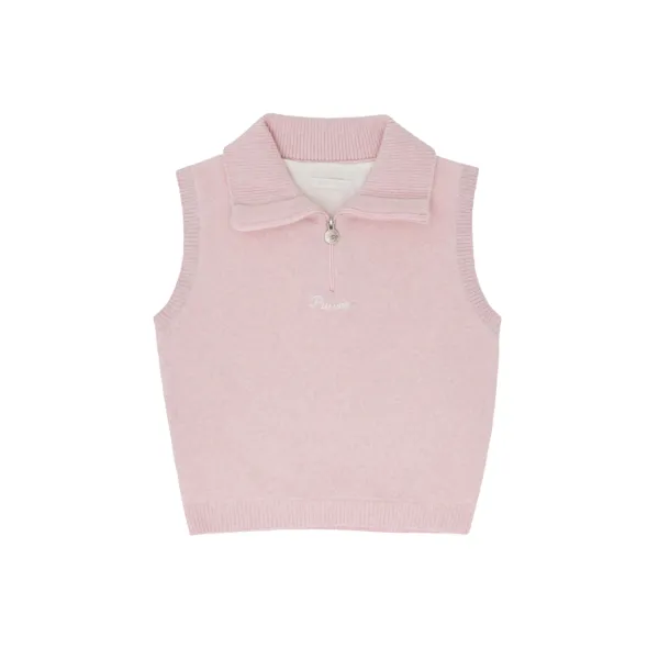 Giant Smiley Windproof Knit Vest (bubble pink)
