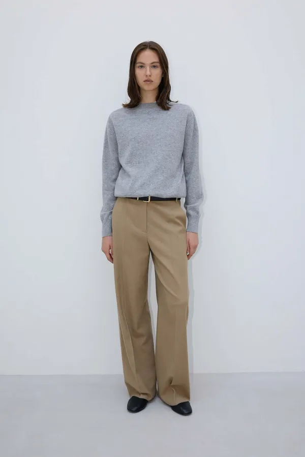 Cashmere100 crew-neck pullover_melange grey