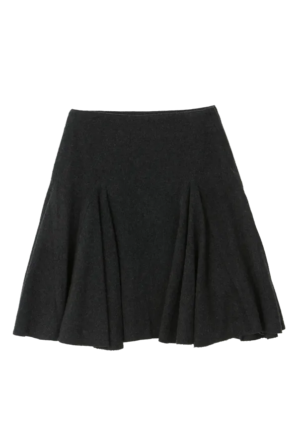 WOOL FLARE SKIRT_CHARCOAL