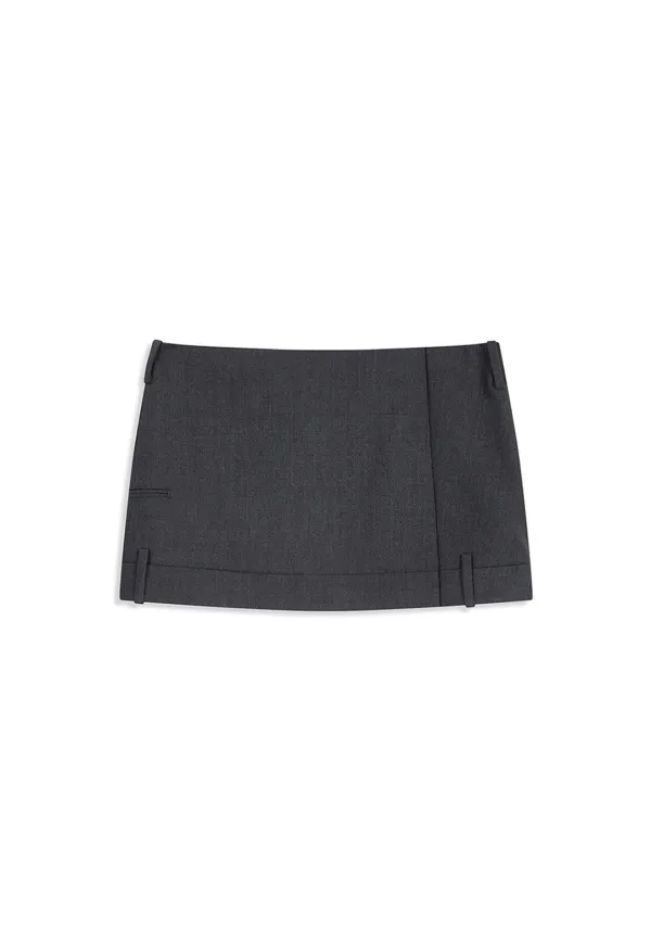 TAILORED TROUSER MINI SKIRT, CHARCOAL