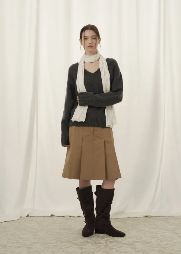 [9/29 예약배송] LOW-RISE PLEATS SKIRT (sand beige)