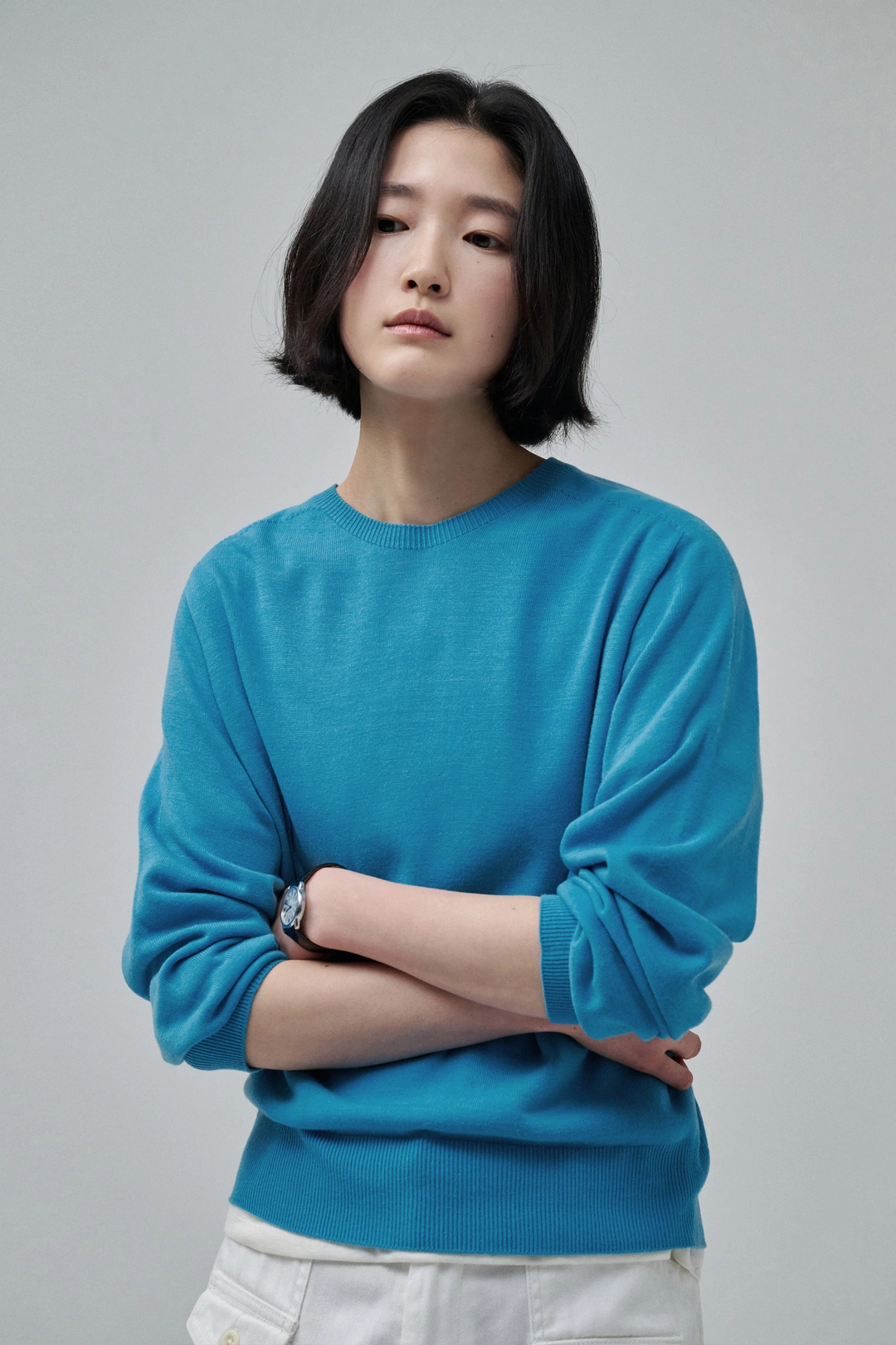 세이지먼트 SEIRA WHOLEGARMENT ROUND-NECK KNIT_BLUE 상품 이미지 2