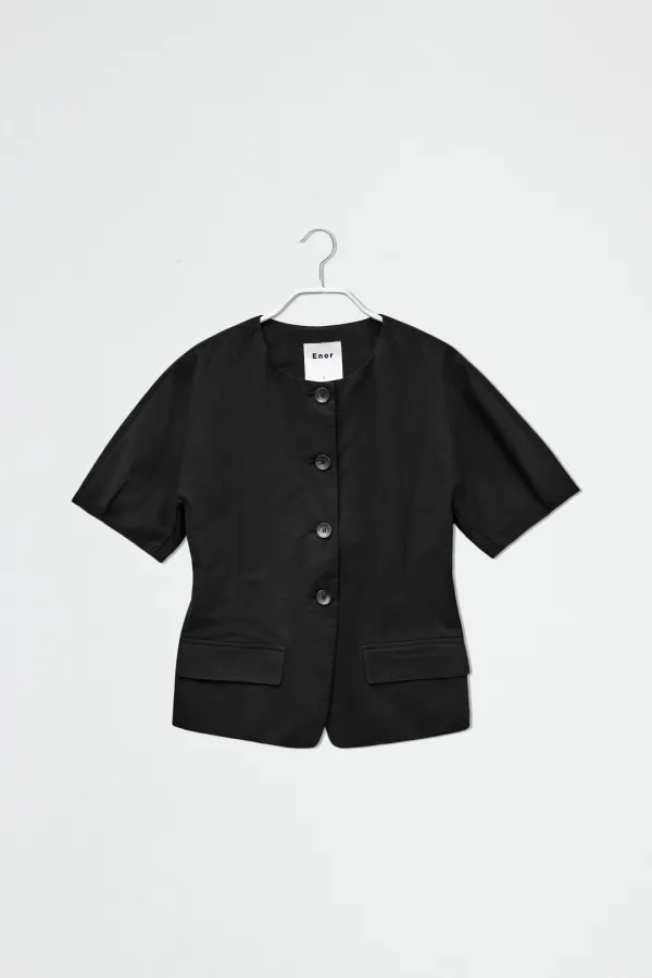 PUFF SLEEVE BLOUSE JACKET - BLACK
