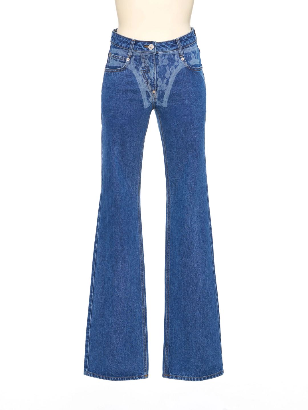 푸쉬버튼 SS26 DARK BLUE PANTY PRINTED BELL-BOTTOM JEANS 상품 이미지 1