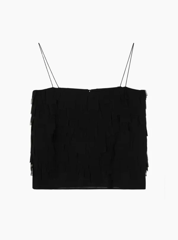 FRINGE CHIFFON TOP (BLACK)